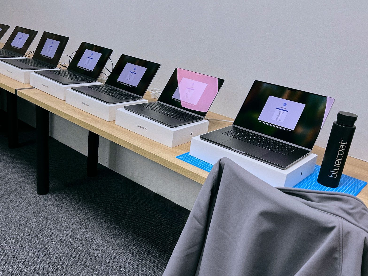 New laptops being prepared for a client rollout